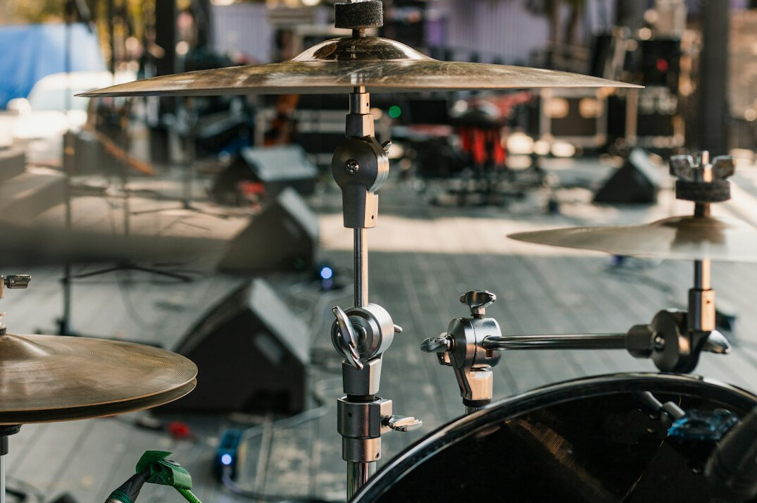Studio microphone with a pop filter on a boom arm